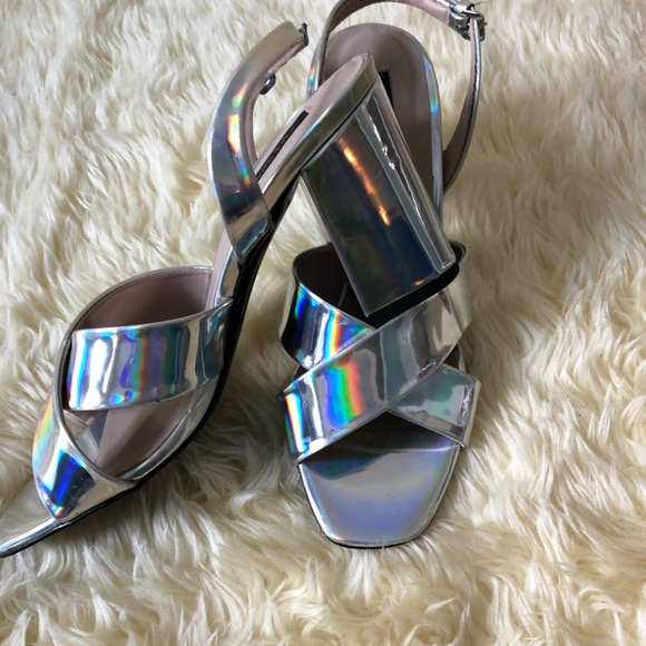 Zara Shoes - Zara silver block heel shoes